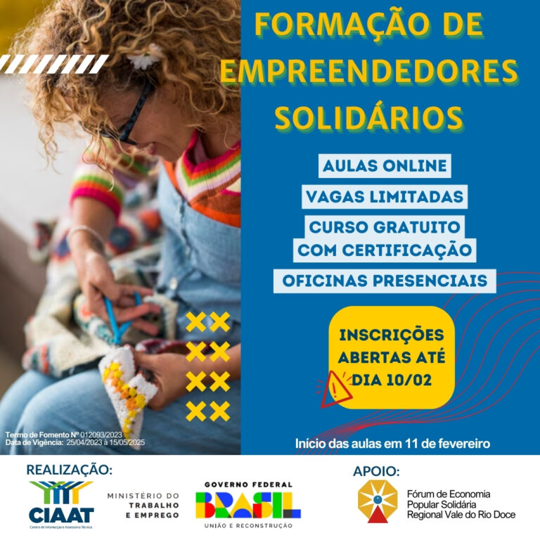 Leia mais sobre o artigo CIAAT oferece curso de Formação de Empreendedores Solidários